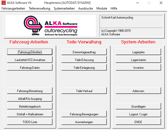 ALKA Autodemontage-Software